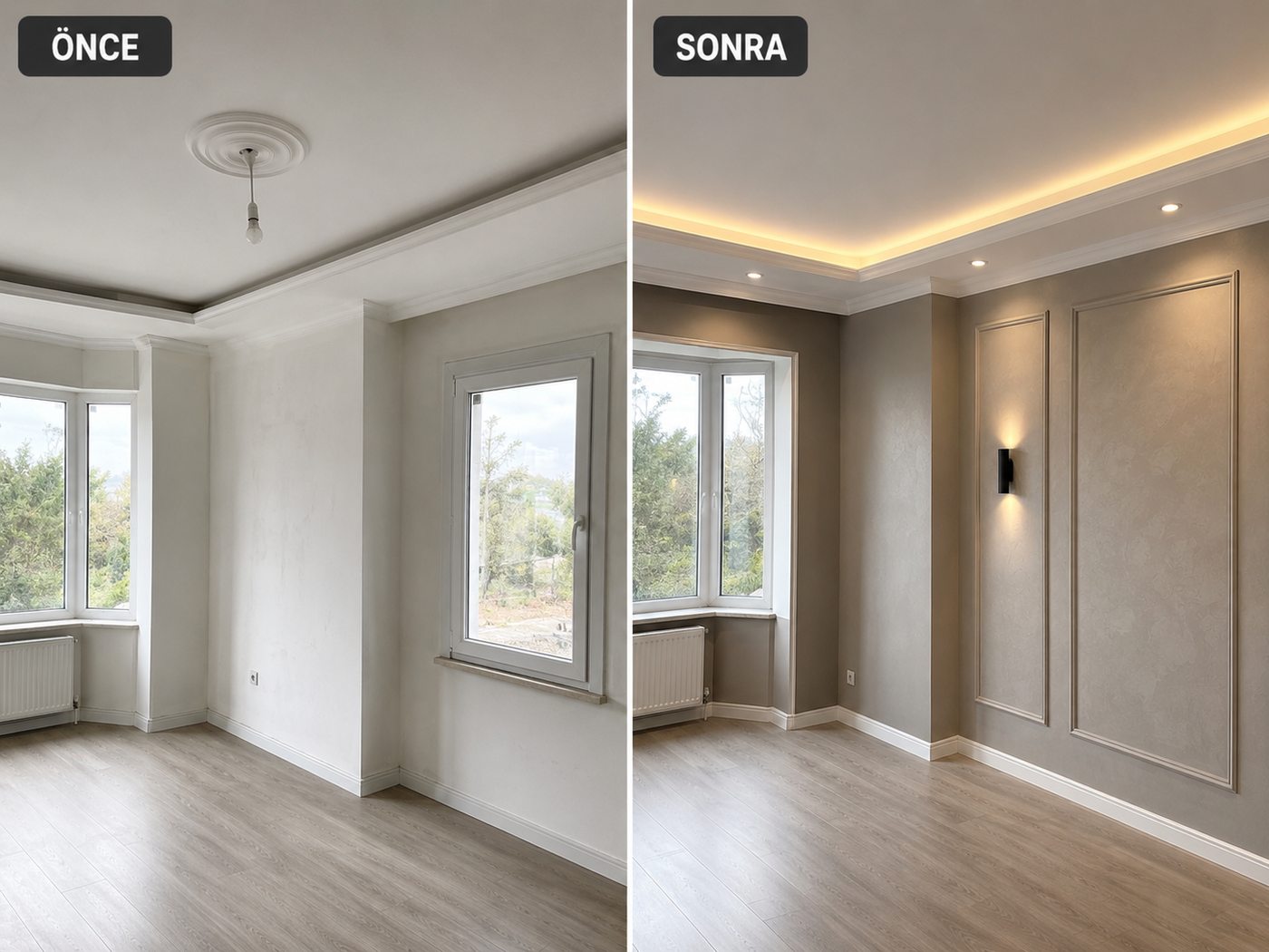 Helvacı iç cephe boya öncesi ve sonrası